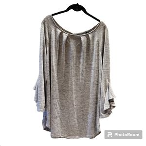7th Avenue Design Studio New York & Company Silver Flutter Sleeve Blouse.